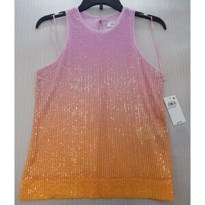 On 34th Women's Sleeveless Sequined Shiny Tank Top Lavender Orange XS NWT 49.50